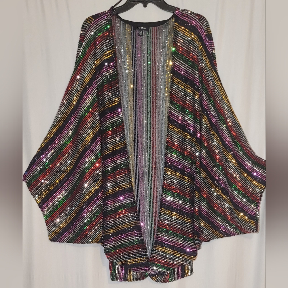 torrid Multicolor Sequined Open-Front Shrug